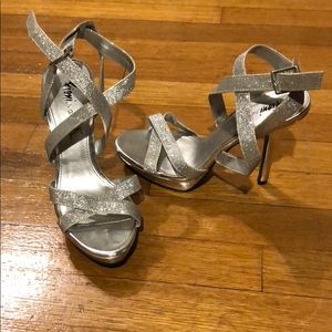 5 inch tall silver high heels (warn once)